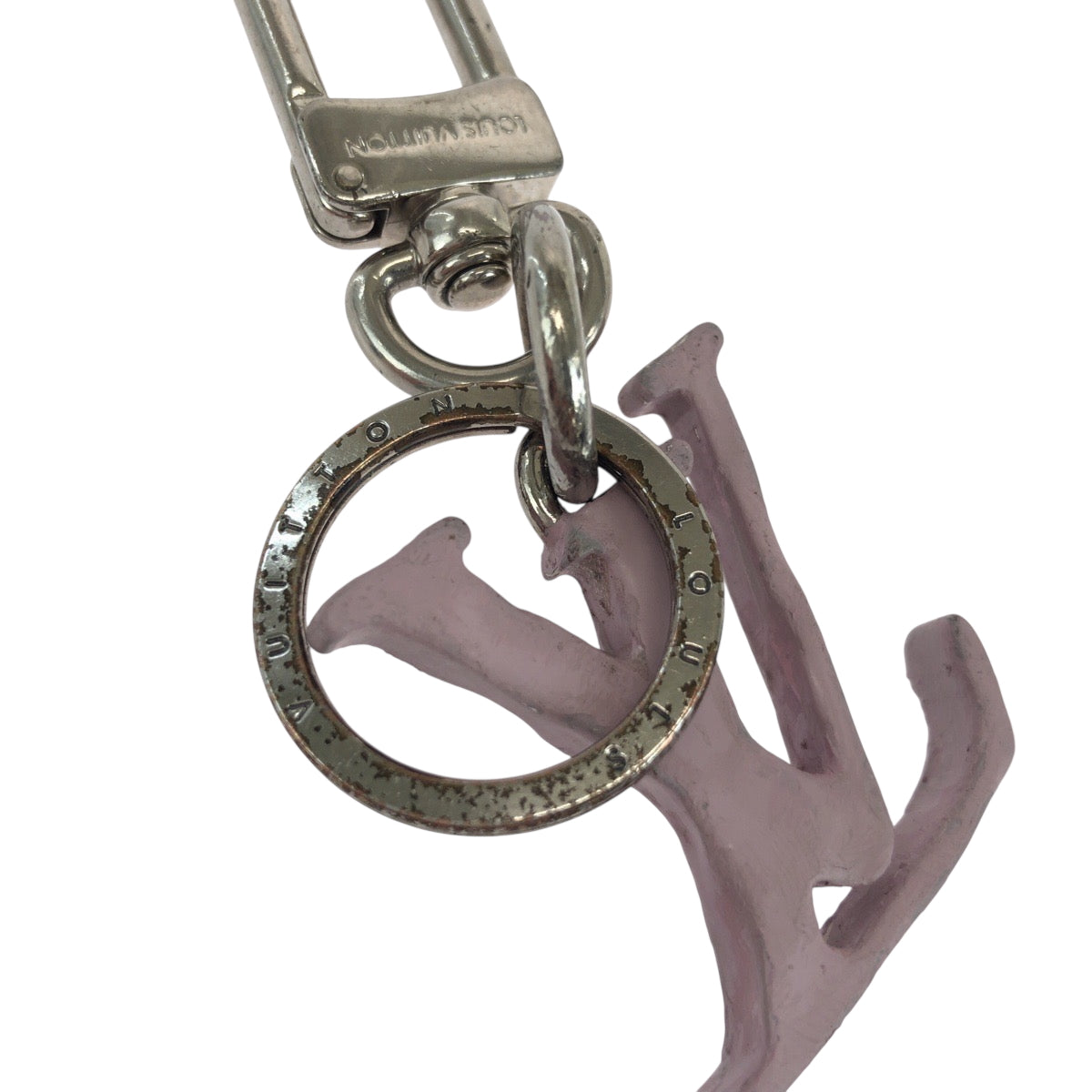 LOUIS VUITTON key ring MP2615 Stainless Steel Pink SilverMetal key ring Portocre LV shape Women