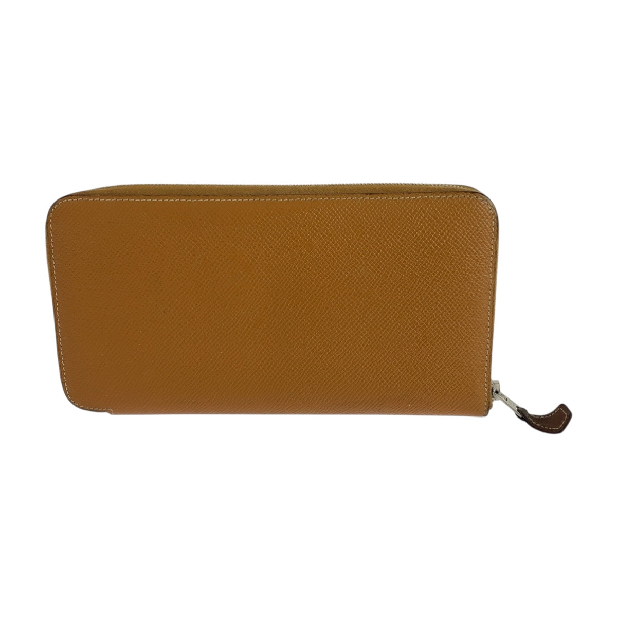 HERMES Long Wallet Purse Epsom Brown Silver Metal Azap long silk in