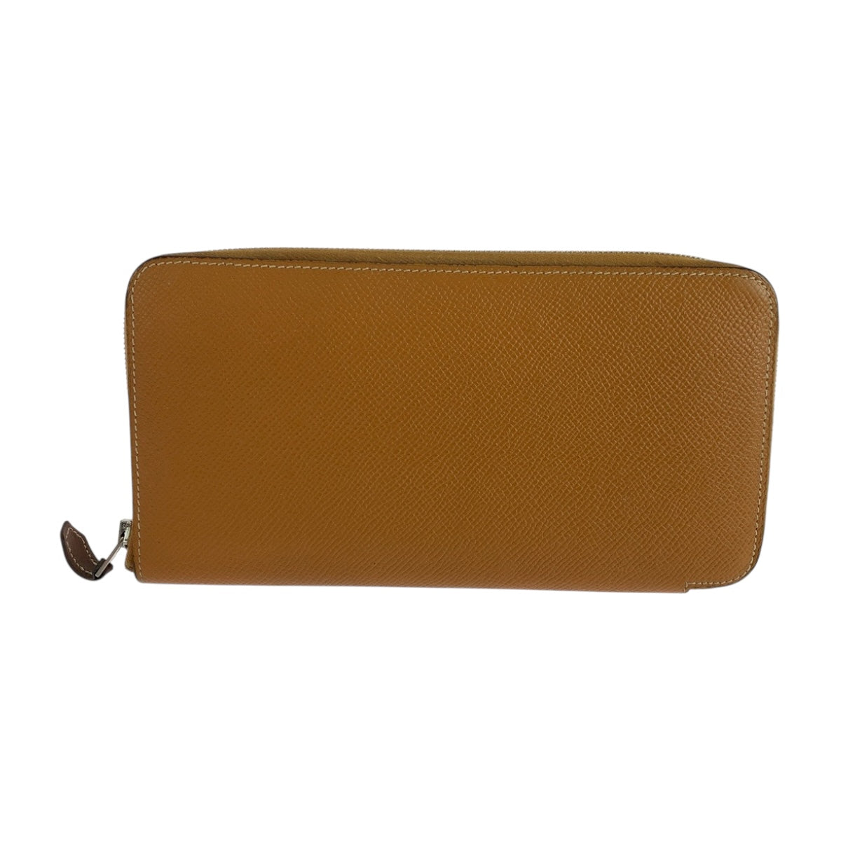 HERMES Long Wallet Purse Epsom Brown Silver Metal Azap long silk in