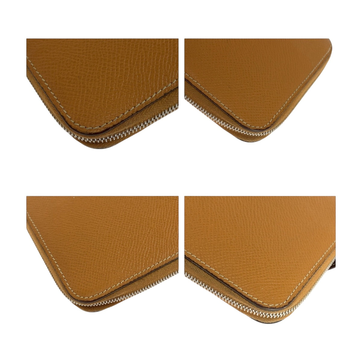 HERMES Long Wallet Purse Epsom Brown Silver Metal Azap long silk in