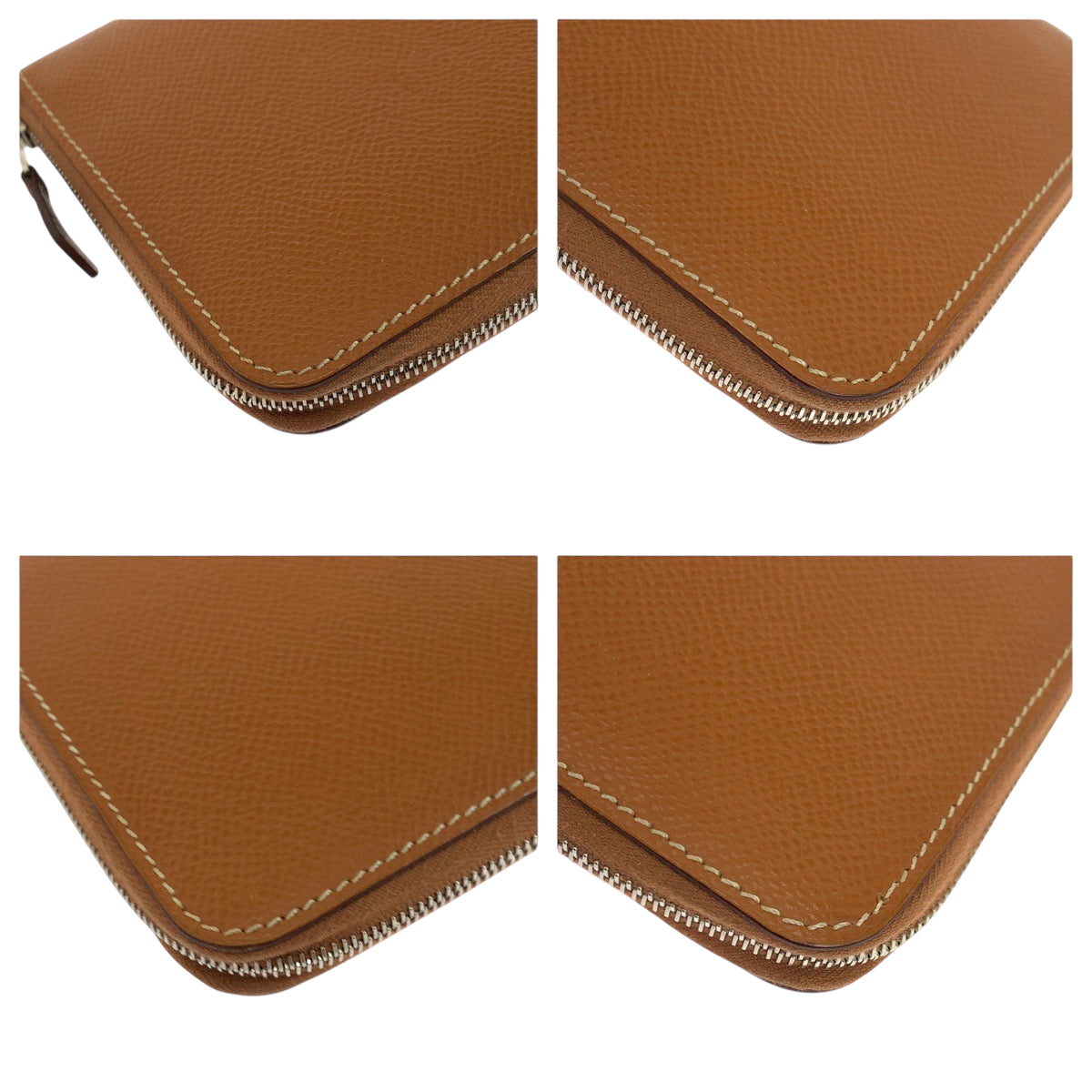 HERMES Long Wallet Purse Epsom Gold Brown SilverMetal Long Wallet Purse Zip Around Azap long silk in Women