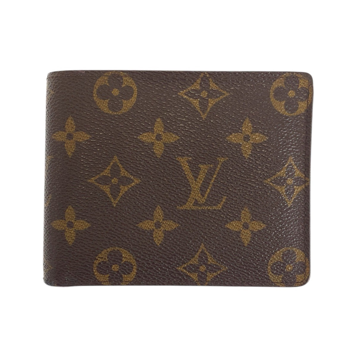 LOUIS VUITTON Bifold Wallet M60026 PVC Brown Gold Metal Monogram Portefeuille Florin