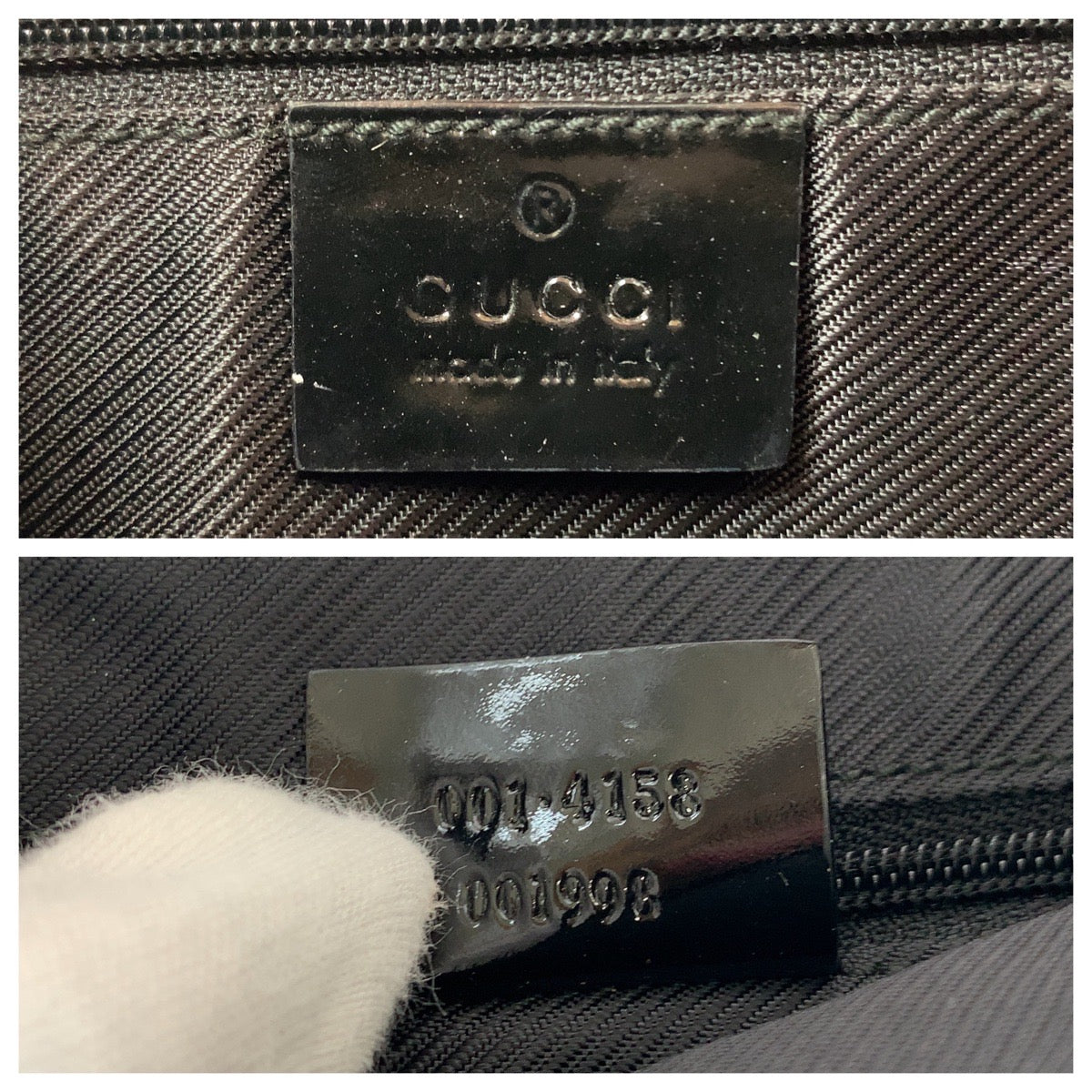 GUCCI Shoulder Bag 001 4158 GG canvas, patent leather black Shoulder Bag Shoulder Bag Women