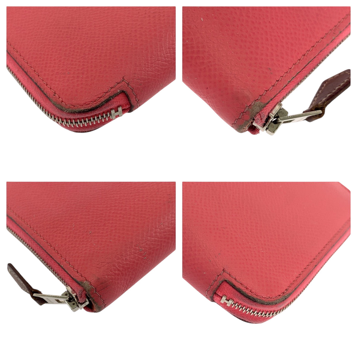 HERMES Long Wallet Purse Epsom Pink Brown SilverMetal Azap long silk in