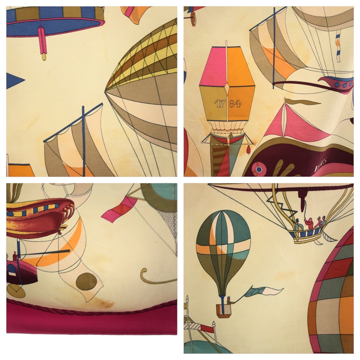 HERMES scarf silk Pink multicolor LES FOLIES DU CIEL Carre90