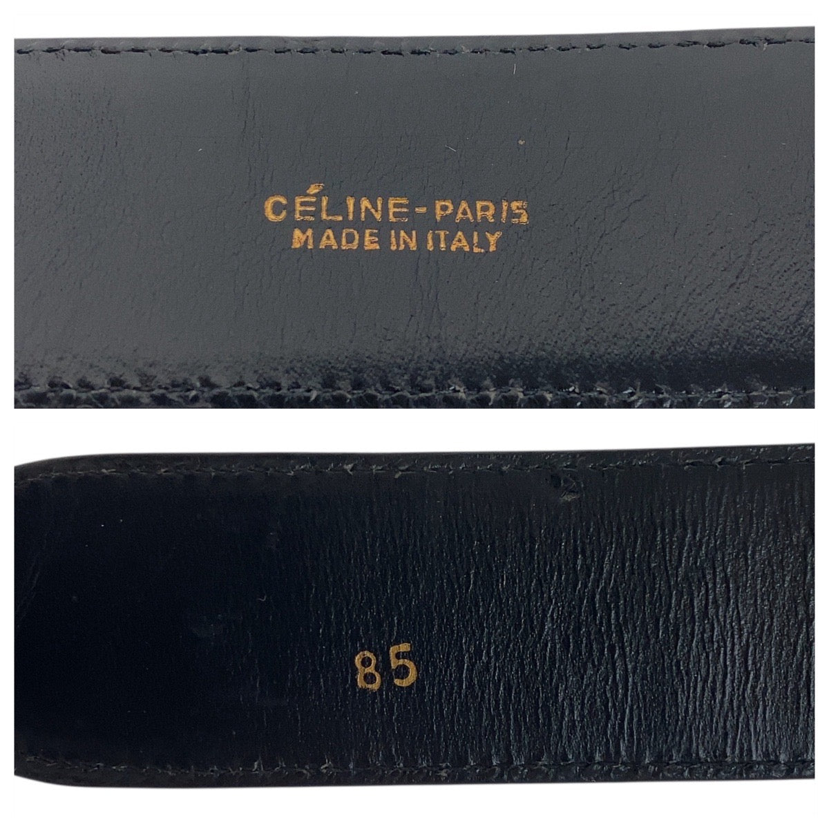 CELINE belt leather Black Gold Metal Carriage Metal mens No Size (See Description)