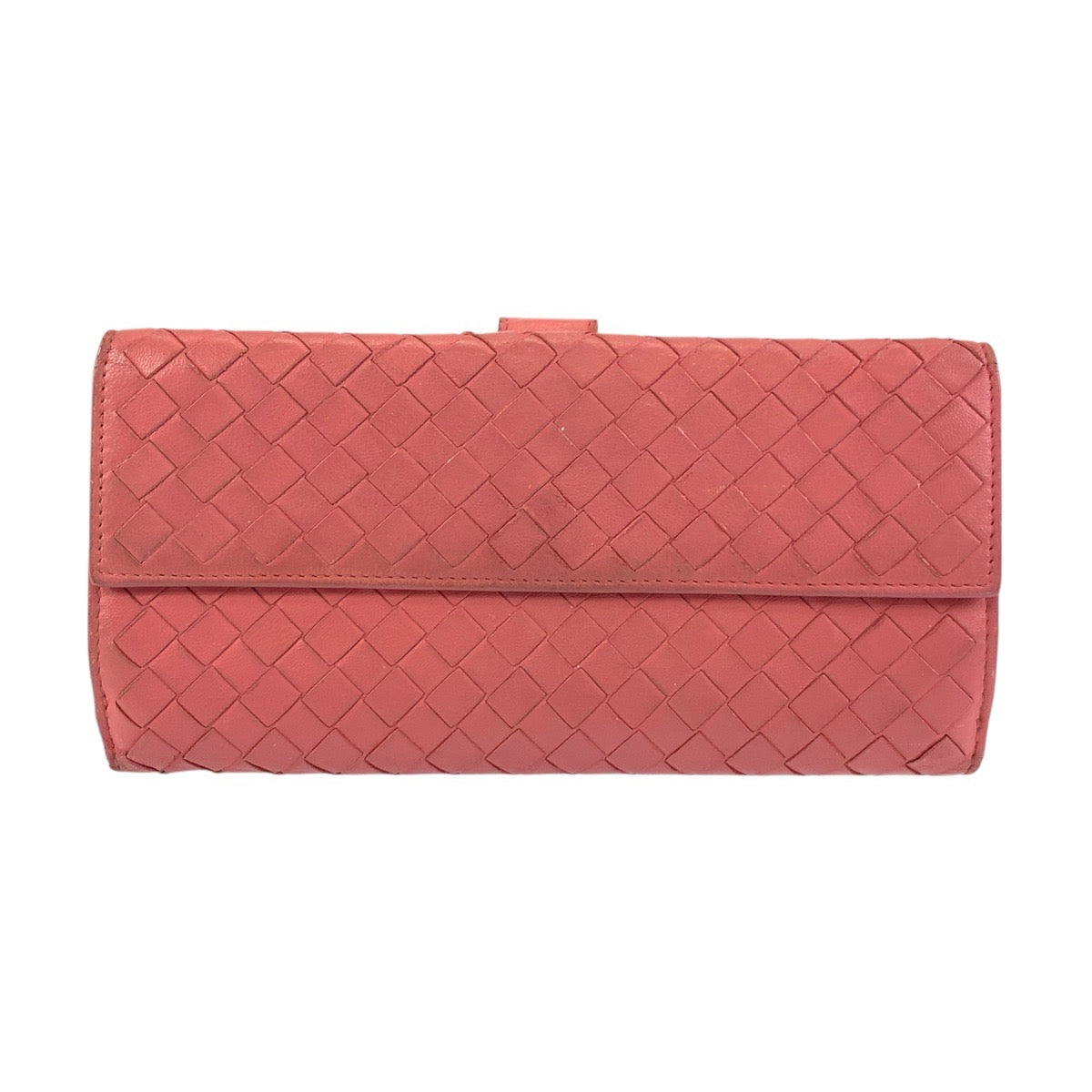 BOTTEGAVENETA Long Wallet Purse V0013 6640 leather Pink Gold Metal Long Wallet Purse INTRECCIATO Women