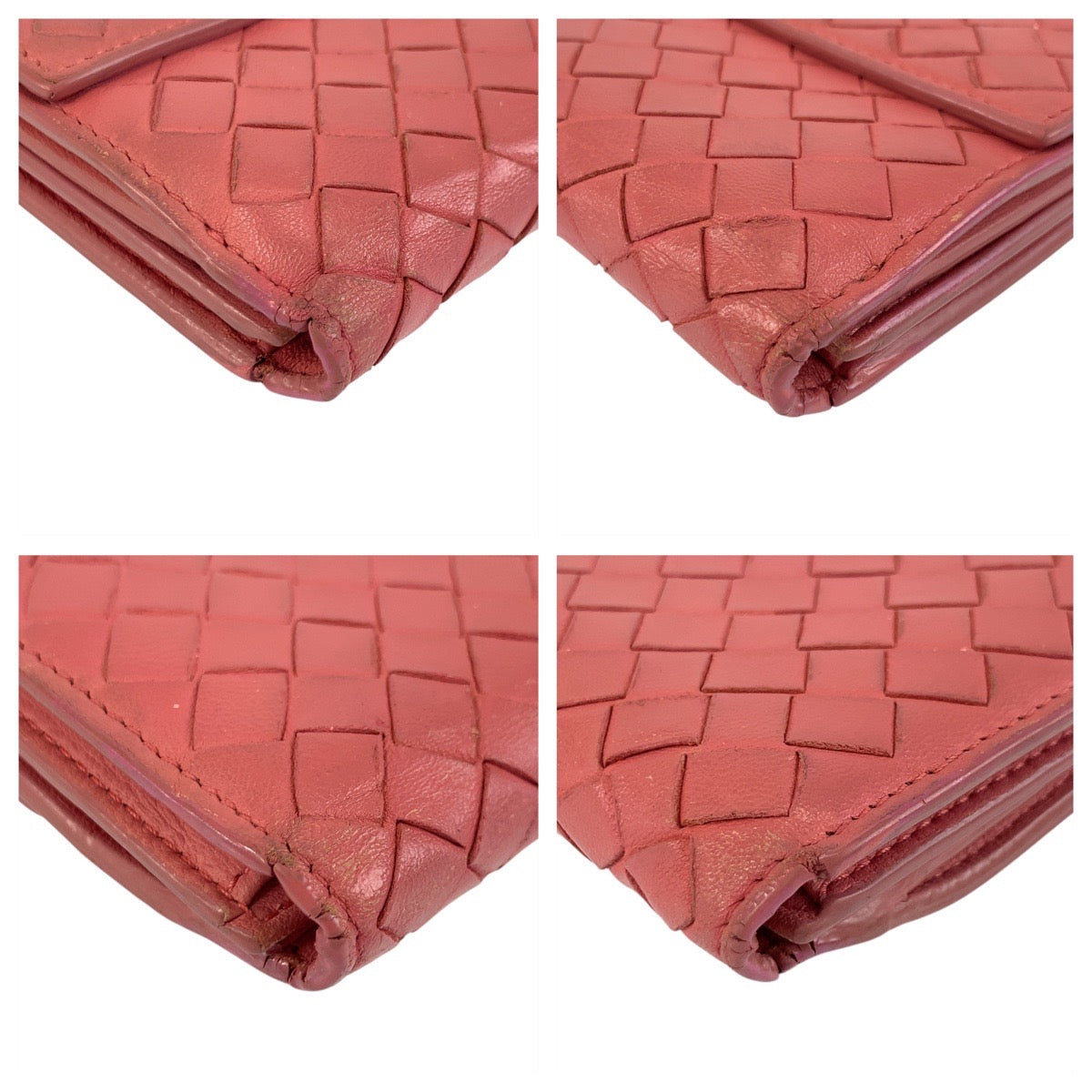 BOTTEGAVENETA Long Wallet Purse V0013 6640 leather Pink Gold Metal Long Wallet Purse INTRECCIATO Women