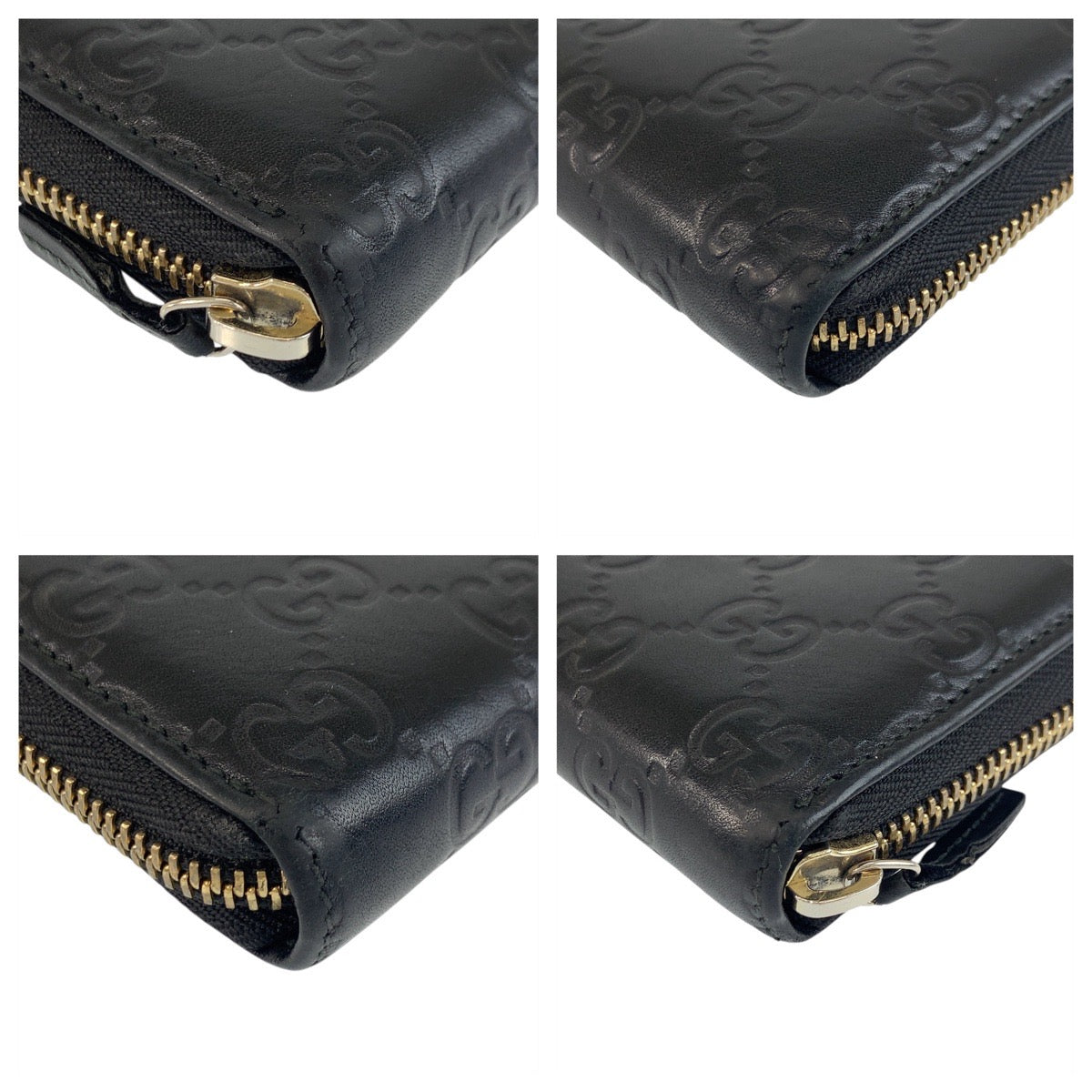 GUCCI Long Wallet Purse 112724 leather Black GoldMetal Long Wallet Purse Guccisima Women