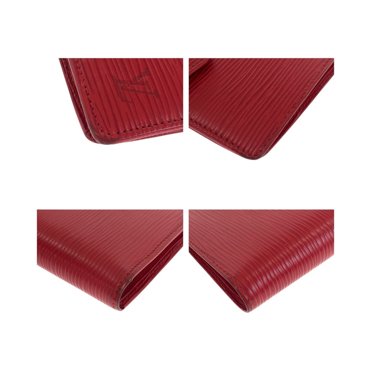 LOUIS VUITTON Bifold Wallet M63557 Epi Leather Rouge Red Gold Metal Epi Porto Vie Compact