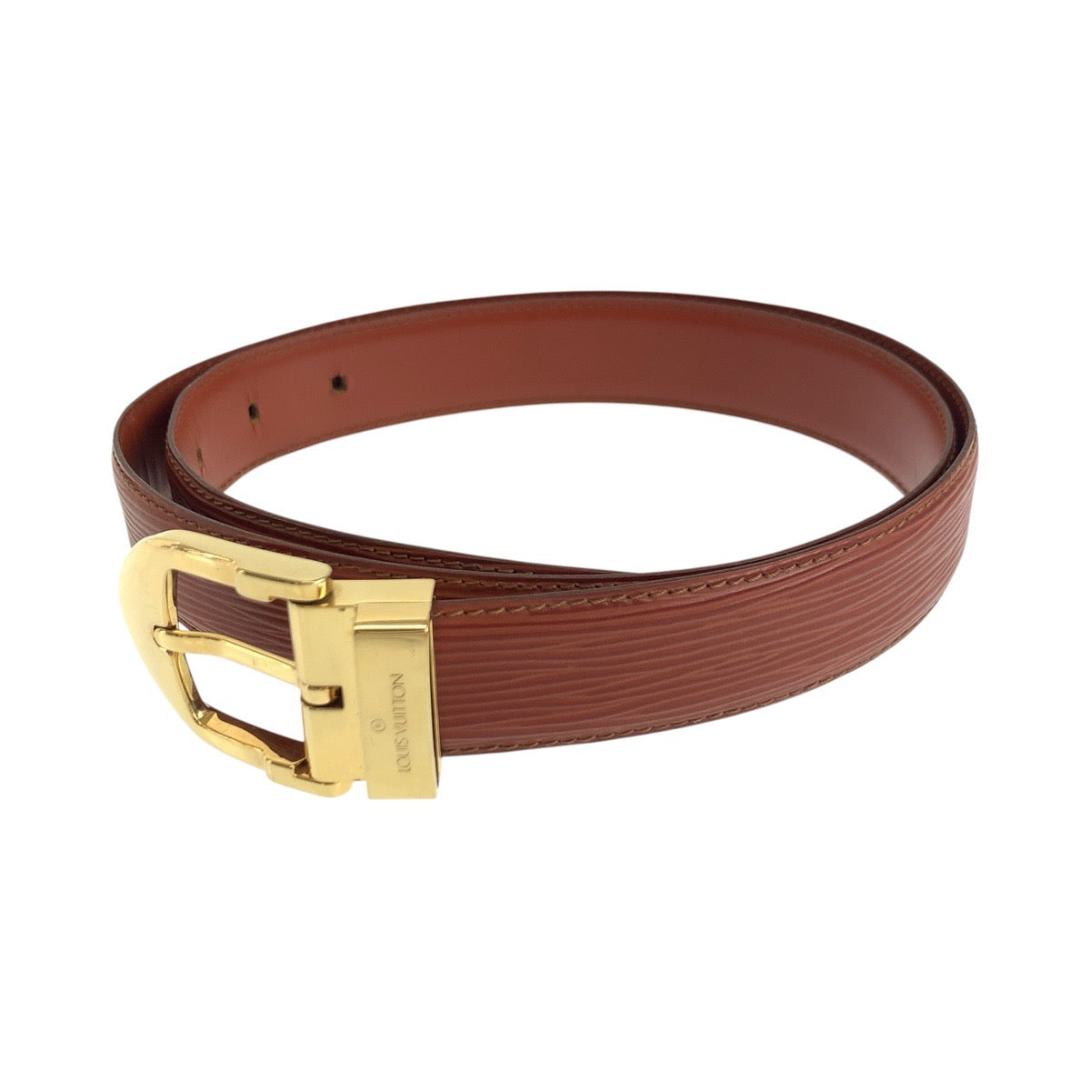 LOUIS VUITTON belt CT0958 leather Brown Gold Metal Belts Unisex Epi Saintur Classic mens No Size (See Description)
