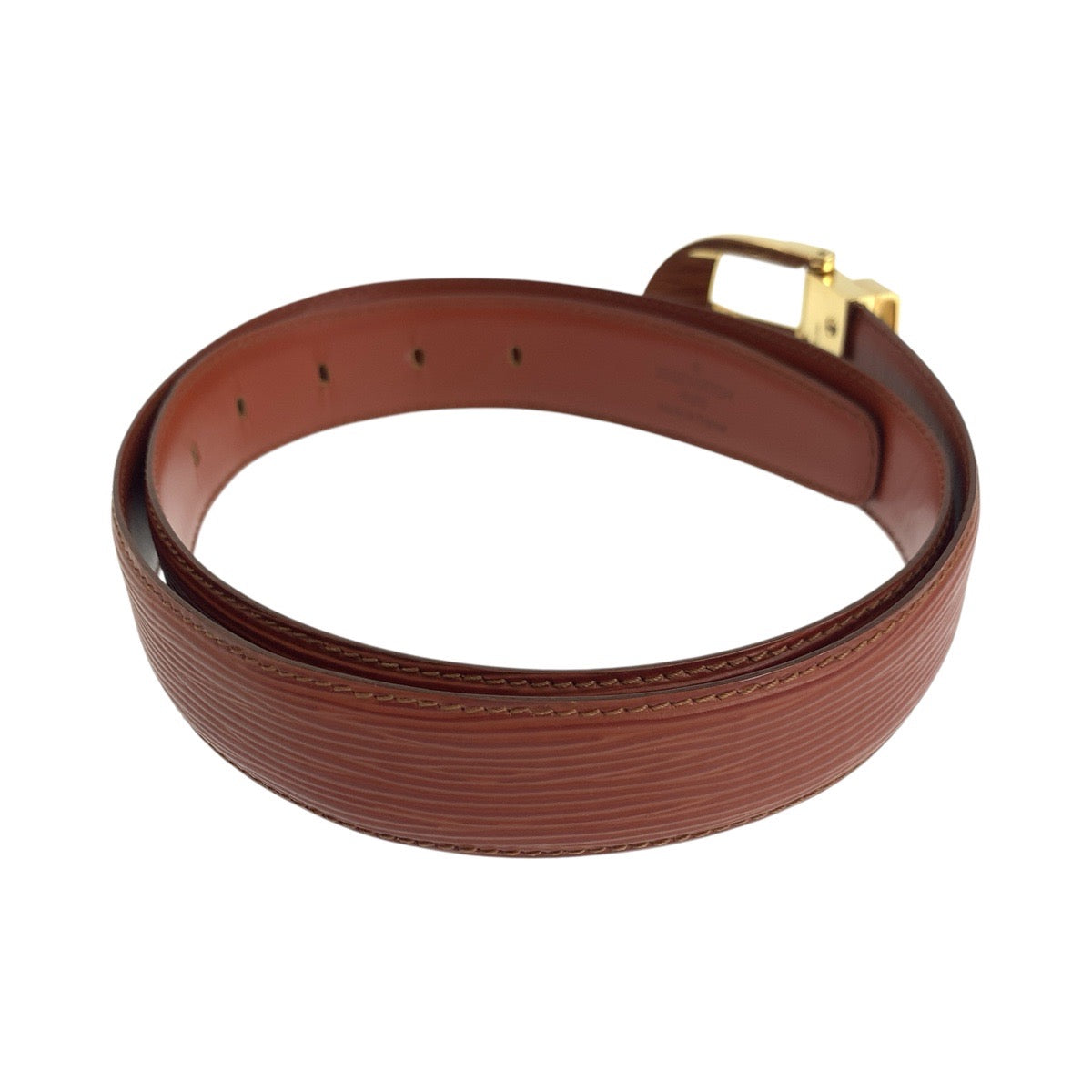 LOUIS VUITTON belt CT0958 leather Brown Gold Metal Belts Unisex Epi Saintur Classic mens No Size (See Description)