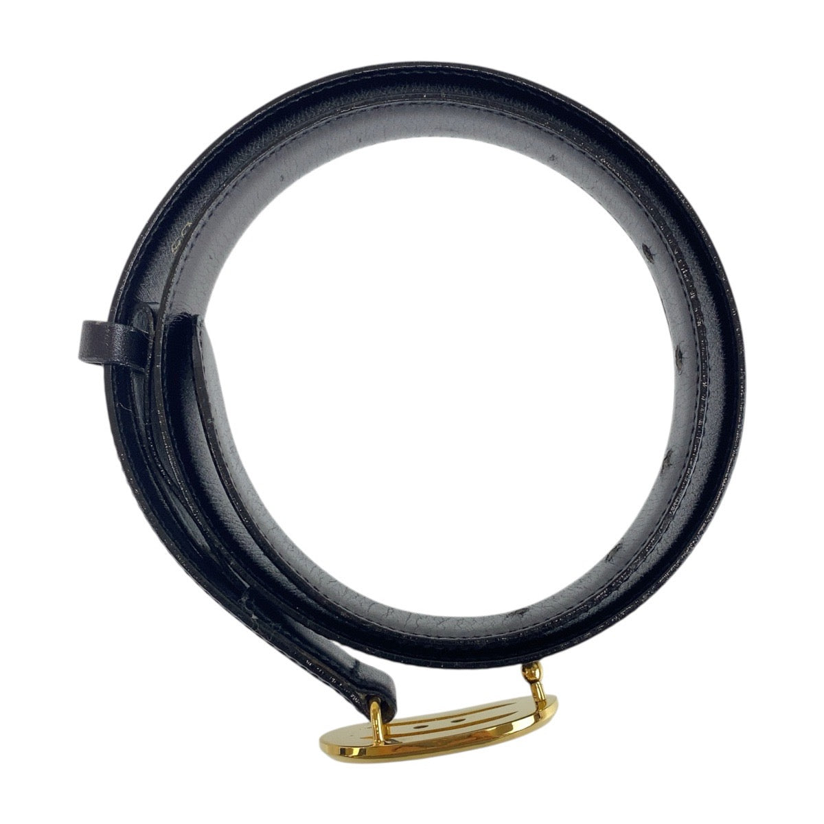 CELINE belt leather Black GoldMetal Carriage Metal Women 65