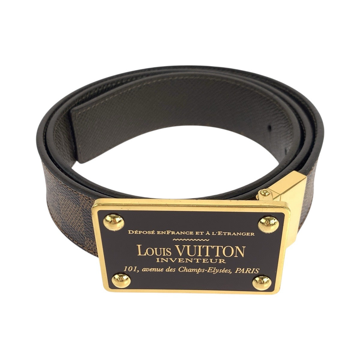 LOUIS VUITTON belt M9677 PVC Brown Damier Suntur Avantour 36
