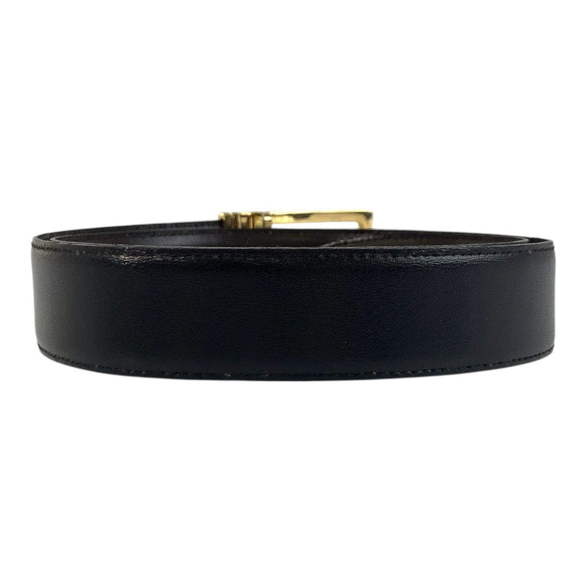 CELINE belt leather black Carriage Metal