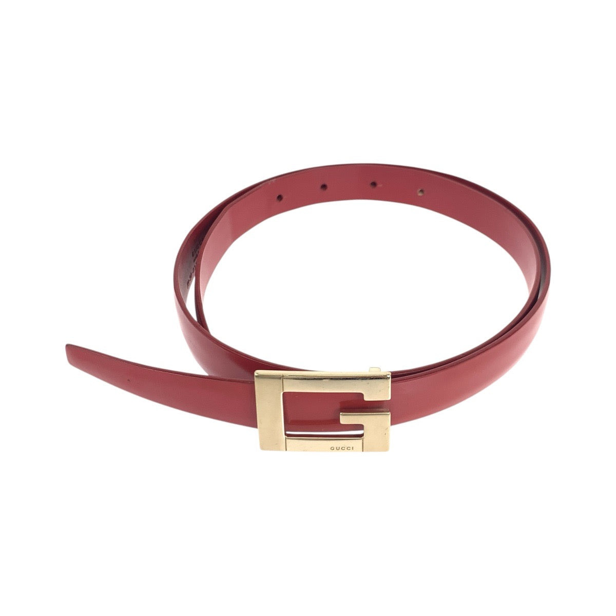 GUCCI belt 037 1766 1429 leather Red G buckle