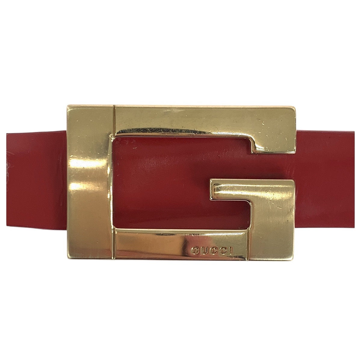 GUCCI belt 037 1766 1429 leather Red G buckle