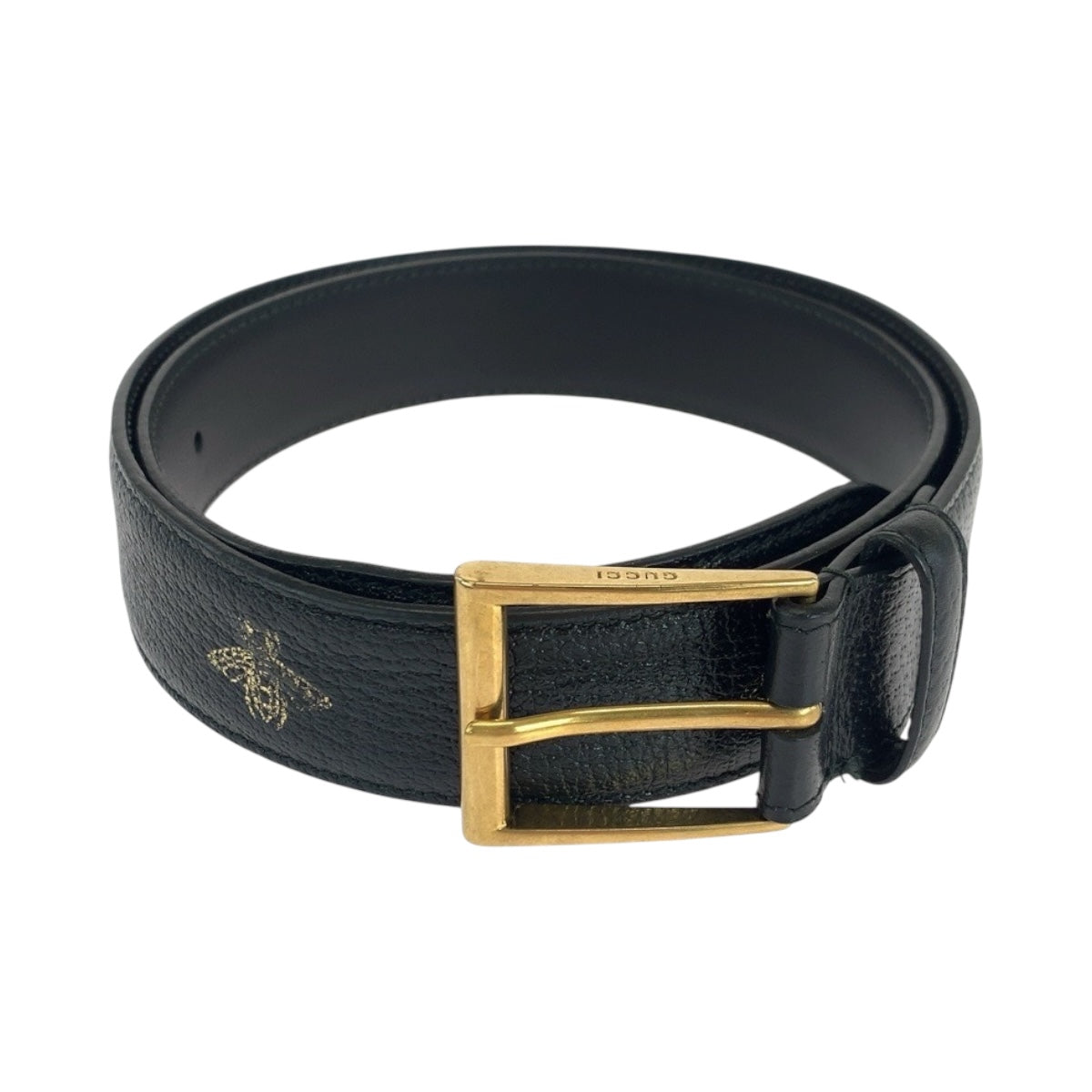 GUCCI belt 495125 leather black Bee Star