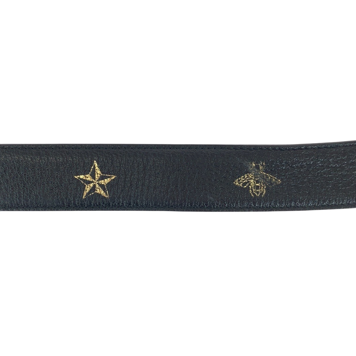 GUCCI belt 495125 leather black Bee Star