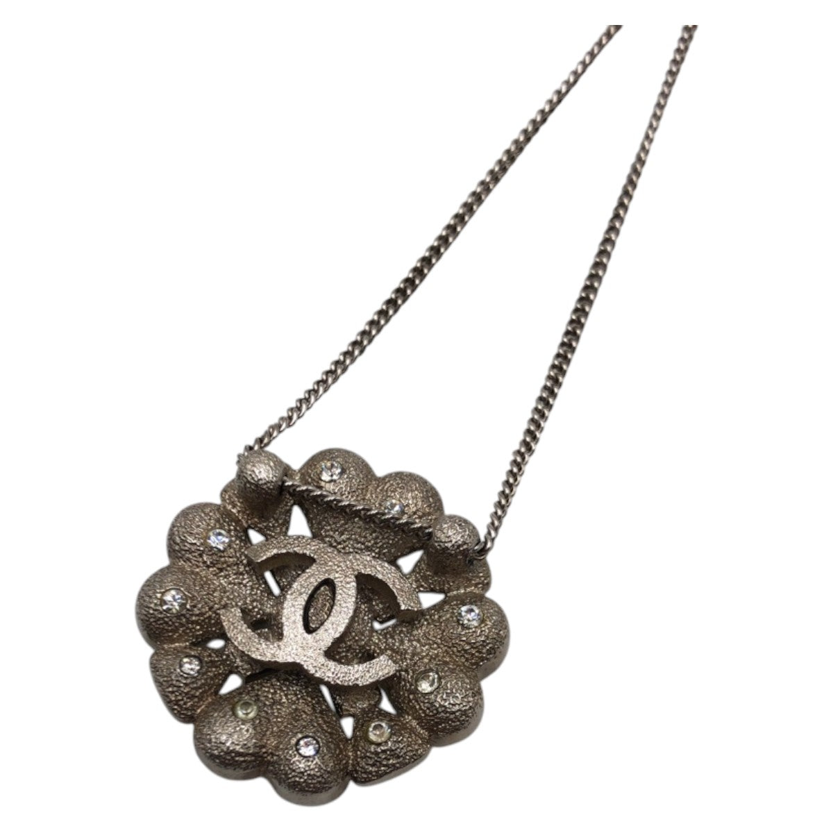 CHANEL Necklace metal Silver Clover COCO Mark