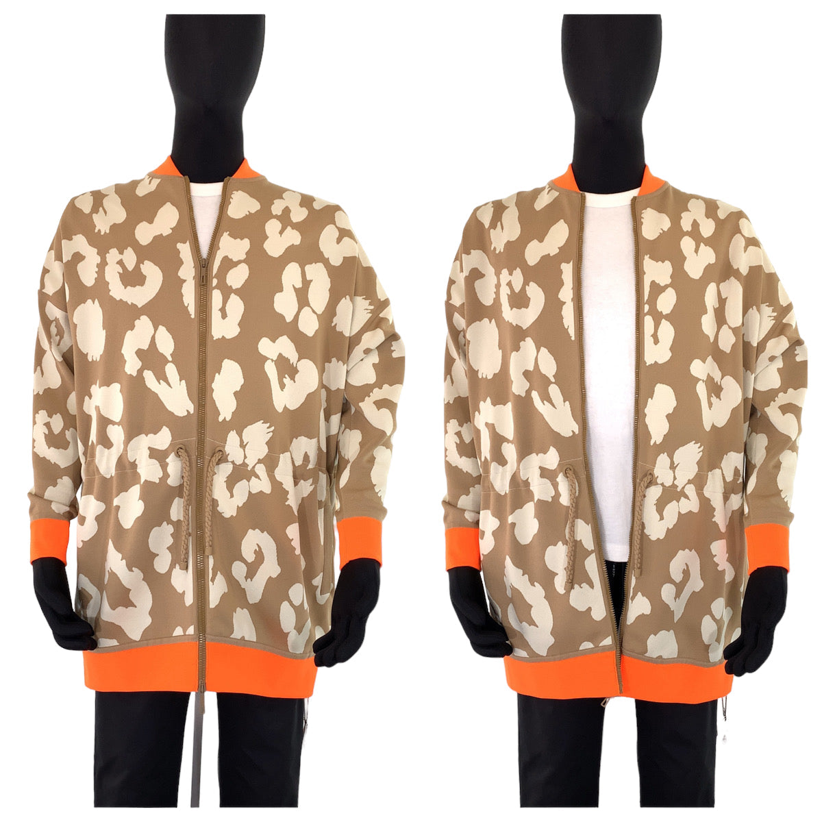 HERMES sweat 2H2816DR silk Brown orange twill laine 34