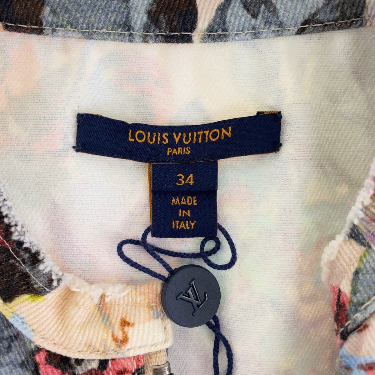 LOUIS VUITTON one piece RW222B SR6 FNRO27 cotton Pink Multicolor Gold Metal Flower Monogram Flower zip-up dress 34