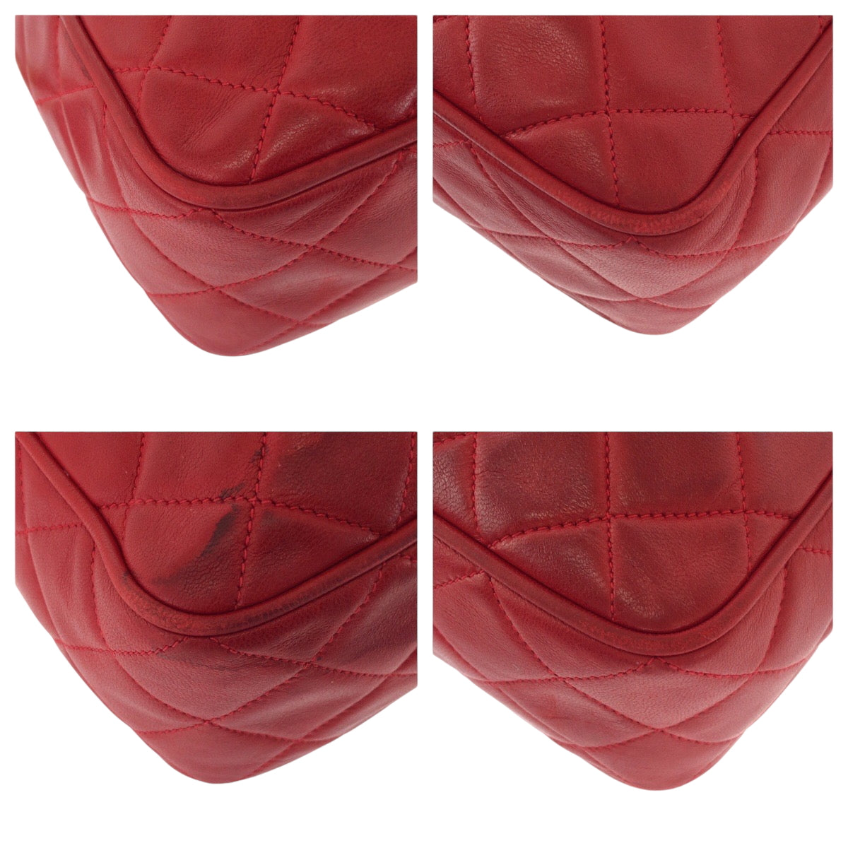 CHANEL Shoulder Bag lambskin Red Gold Metal Matrasse COCO Mark Tassel Fringe