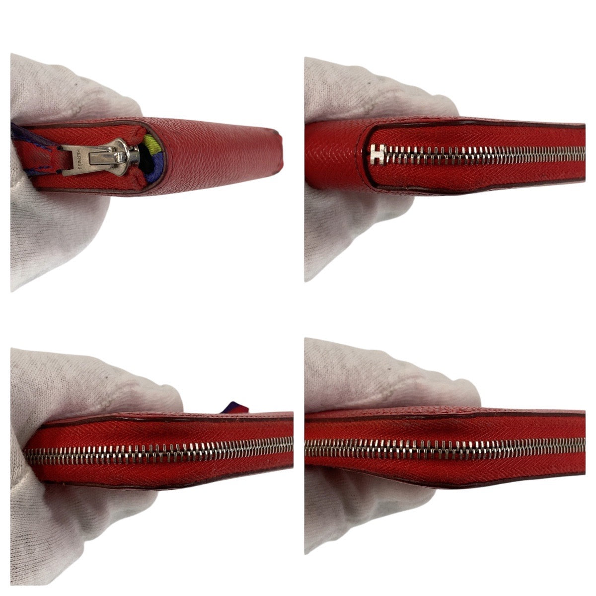 HERMES Bifold Wallet Epsom Bougainvillea Red SilverMetal AZAP Silk Inn Compact