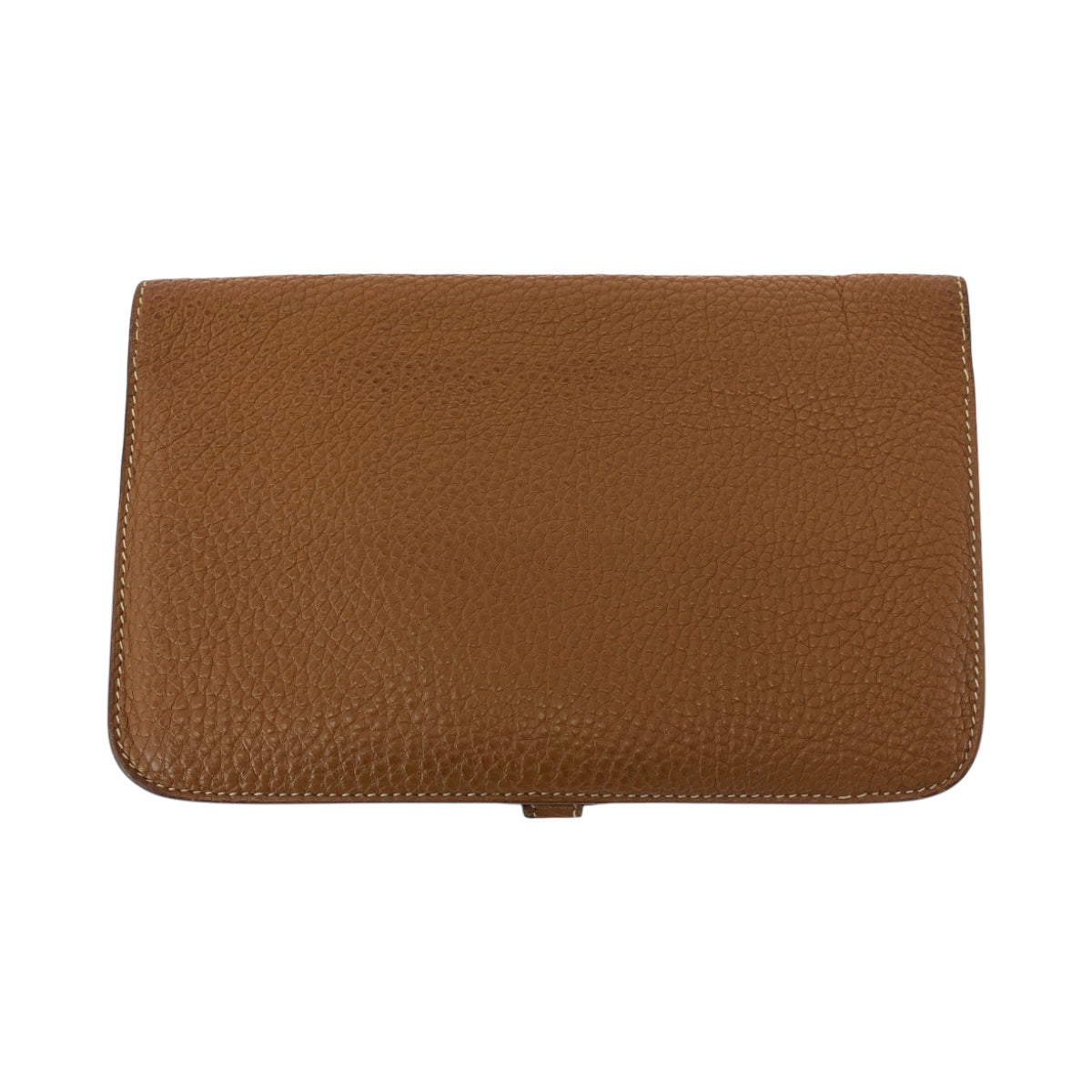 HERMES Long Wallet Purse Togo Gold Brown SilverMetal Dogon GM