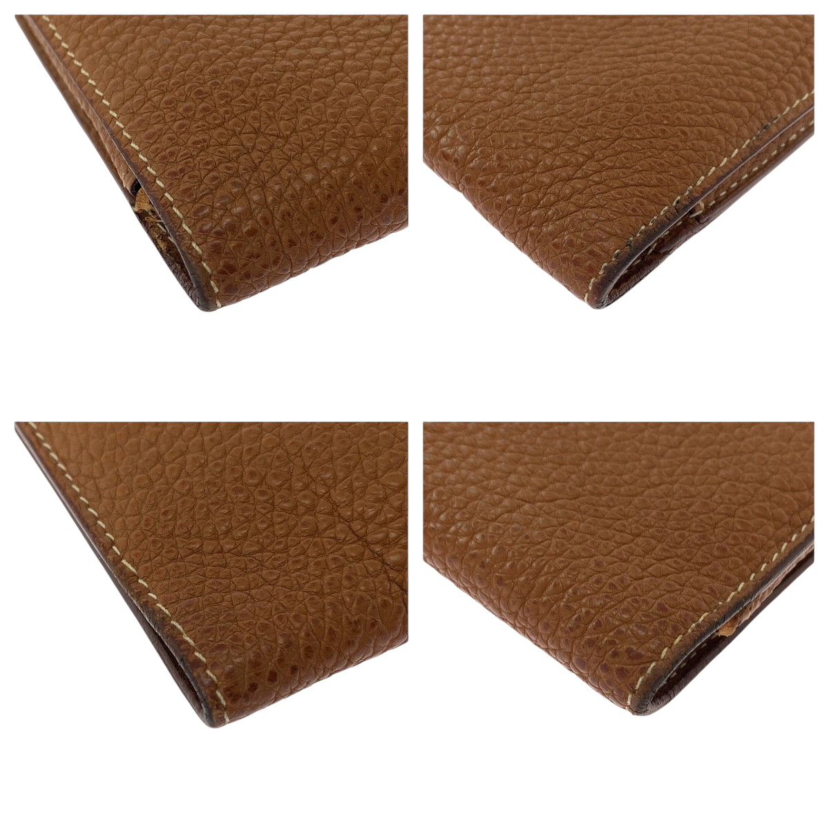 HERMES Long Wallet Purse Togo Gold Brown SilverMetal Dogon GM