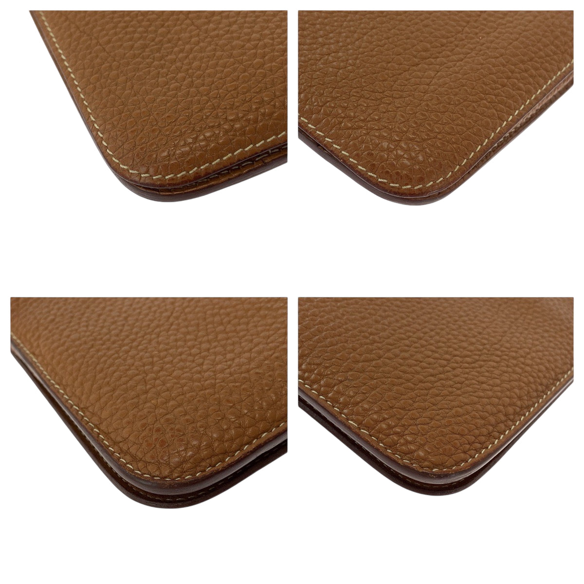 HERMES Long Wallet Purse Togo Gold Brown SilverMetal Dogon GM
