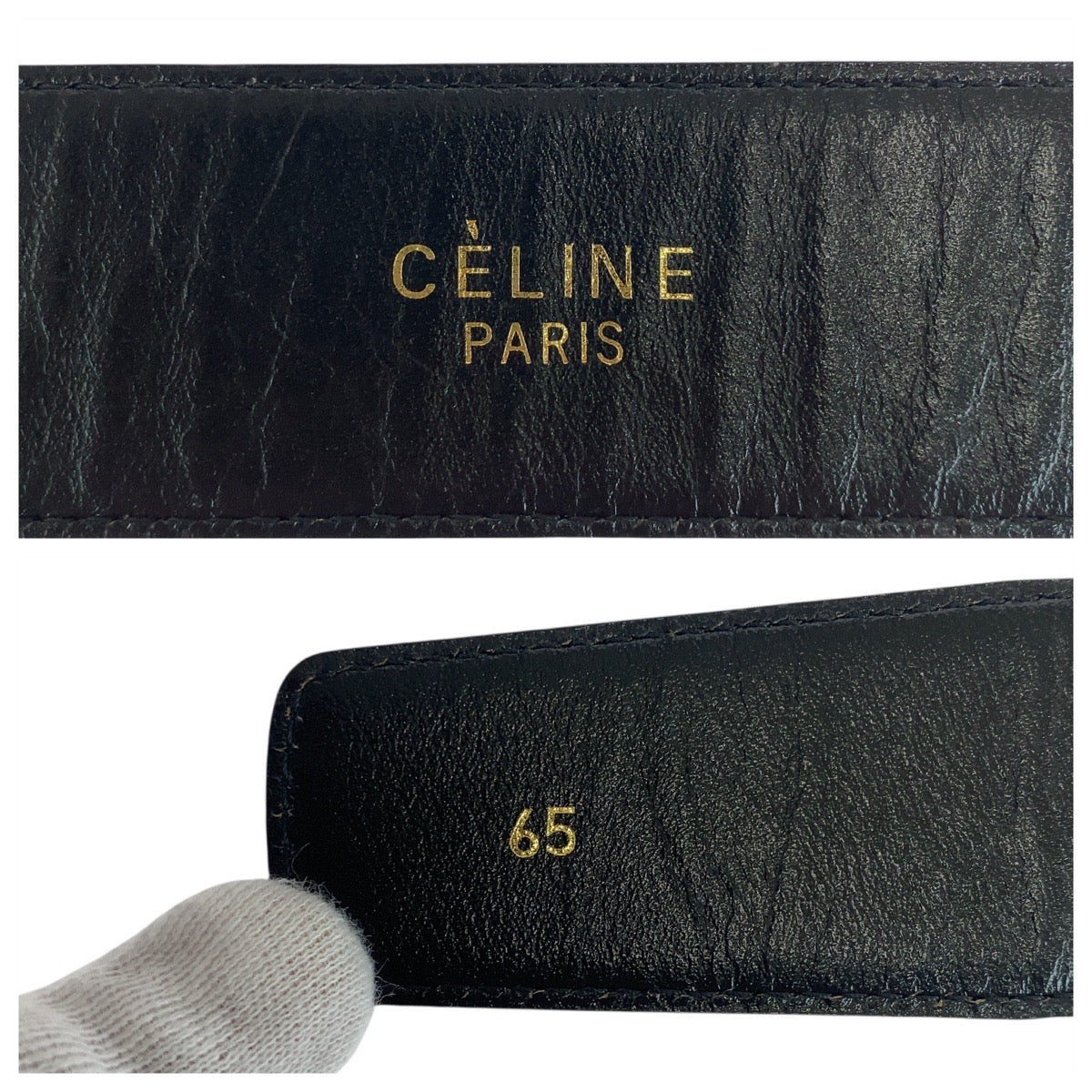 CELINE belt leather black Carriage Metal No Size (See Description)