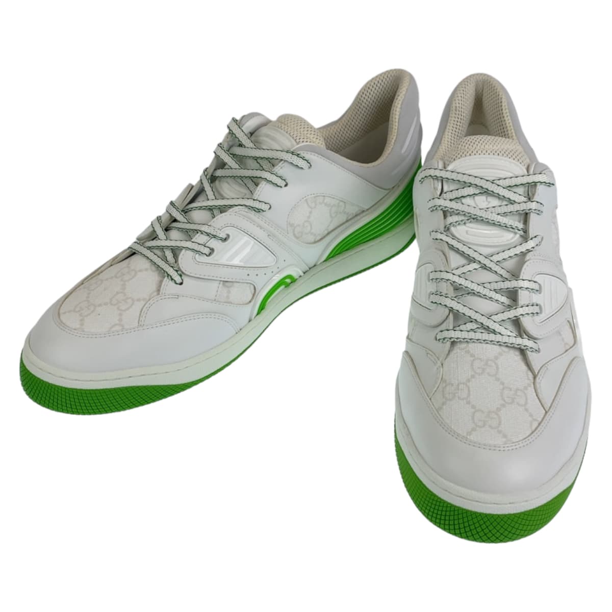 GUCCI sneakers GG canvas White green basket 11.5