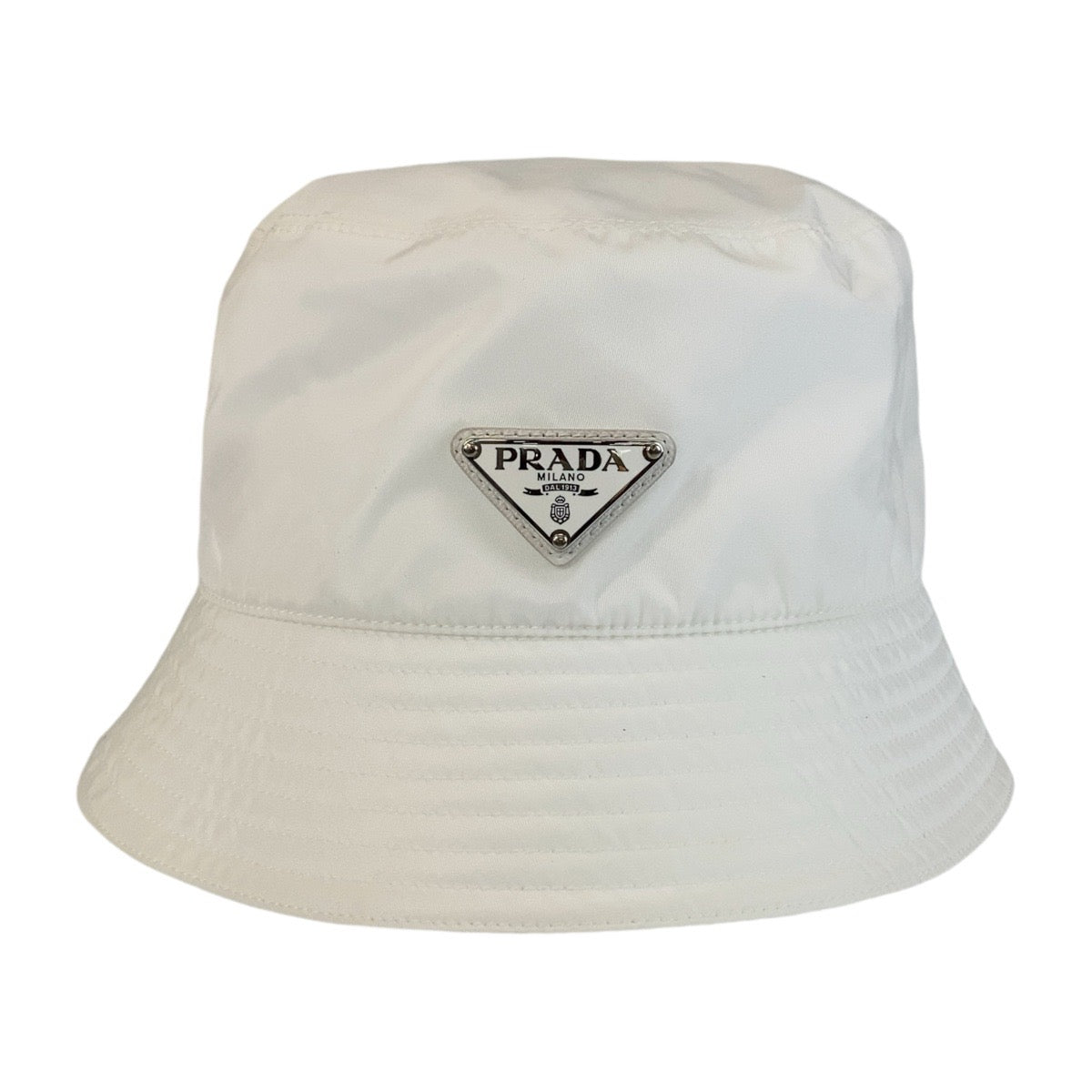 PRADA hat Nylon White SilverMetal Test Triangle With logo