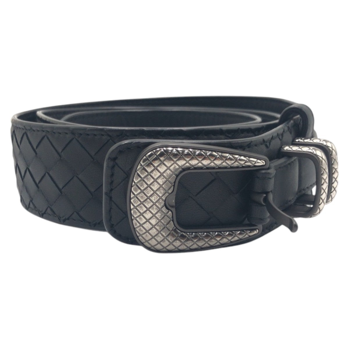 BOTTEGAVENETA belt leather black INTRECCIATO