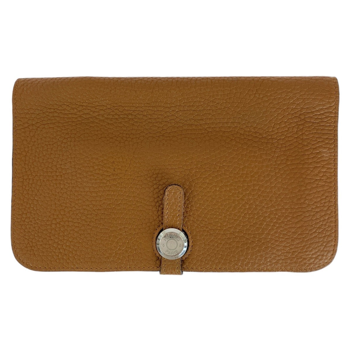 HERMES Long Wallet Purse Togo Gold Light Brown Camel SilverMetal Dogon GM