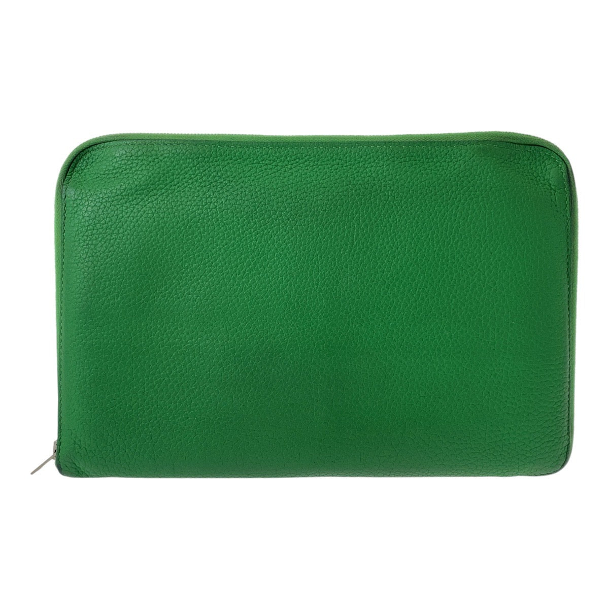 HERMES Long Wallet Purse leather Green SilverMetal Azap TGM