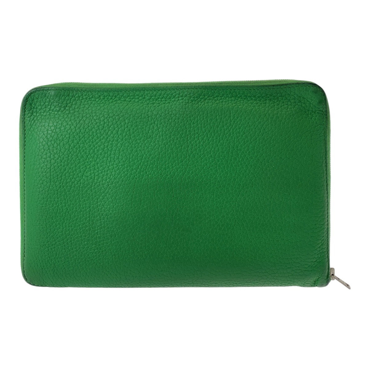 HERMES Long Wallet Purse leather Green SilverMetal Azap TGM