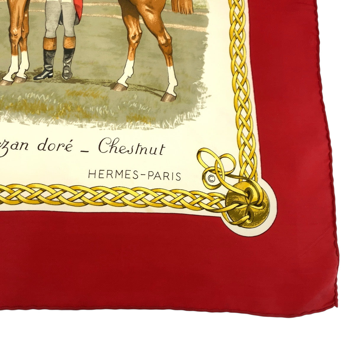 HERMES scarf silk Red multicolor Carre90 LES ROBES Horse Color
