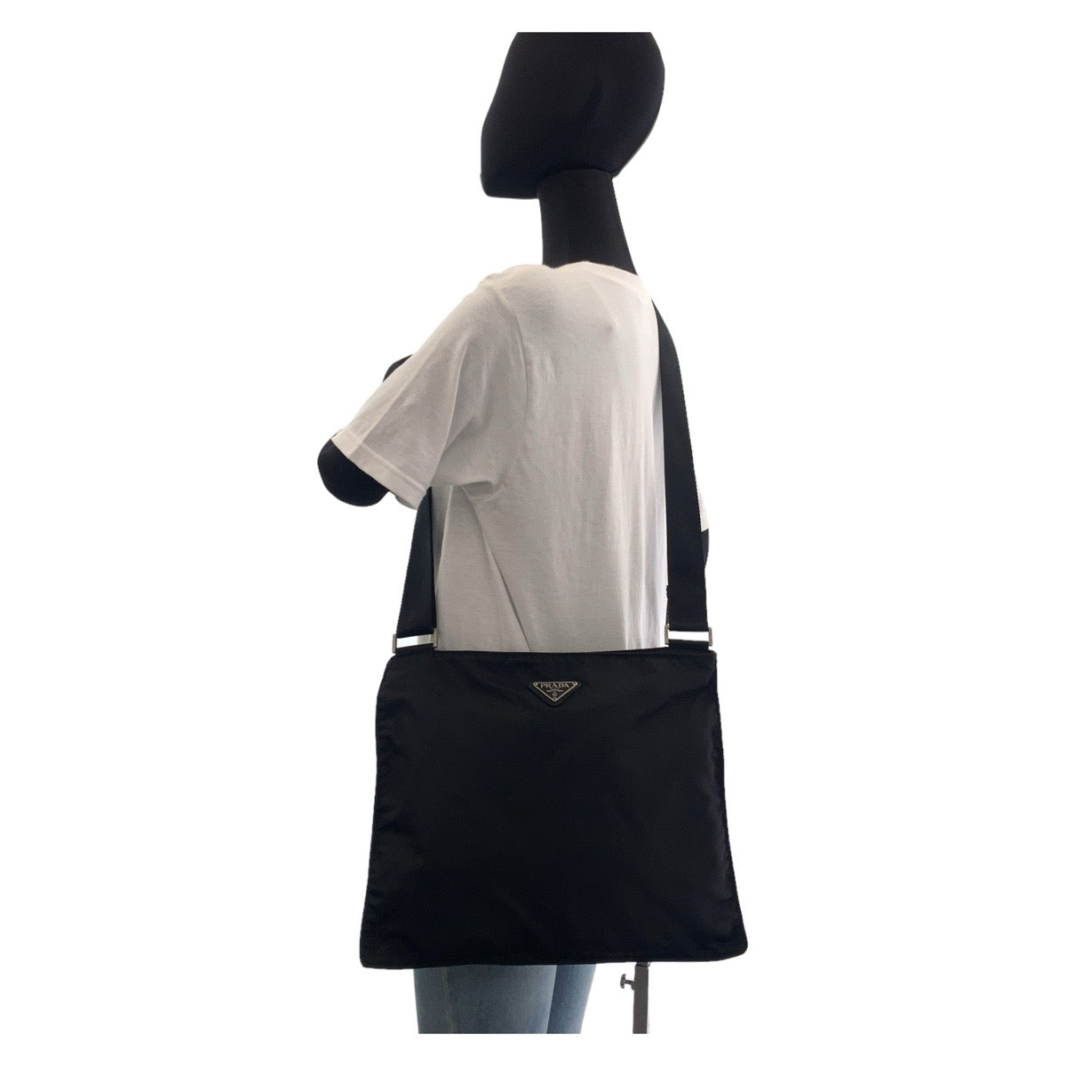 PRADA Shoulder Bag Nylon black Test Triangle With logo