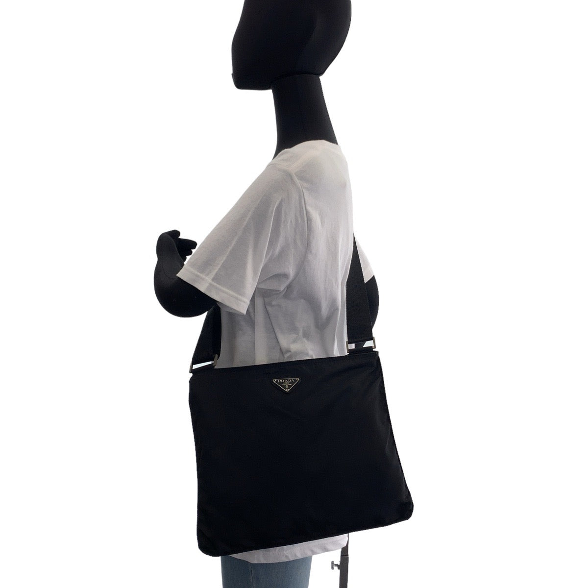 PRADA Shoulder Bag Nylon black Test Triangle With logo