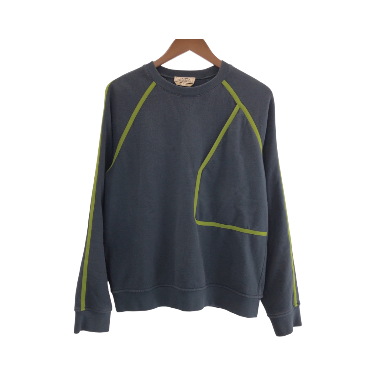 HERMES sweat cotton Dark Green Light Green Goscolor M