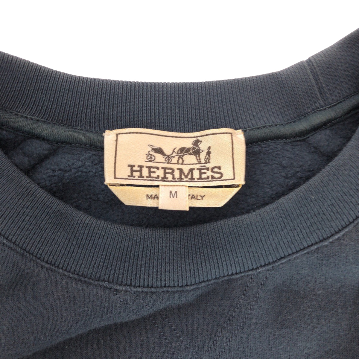 HERMES sweat cotton Dark Green Light Green Goscolor M