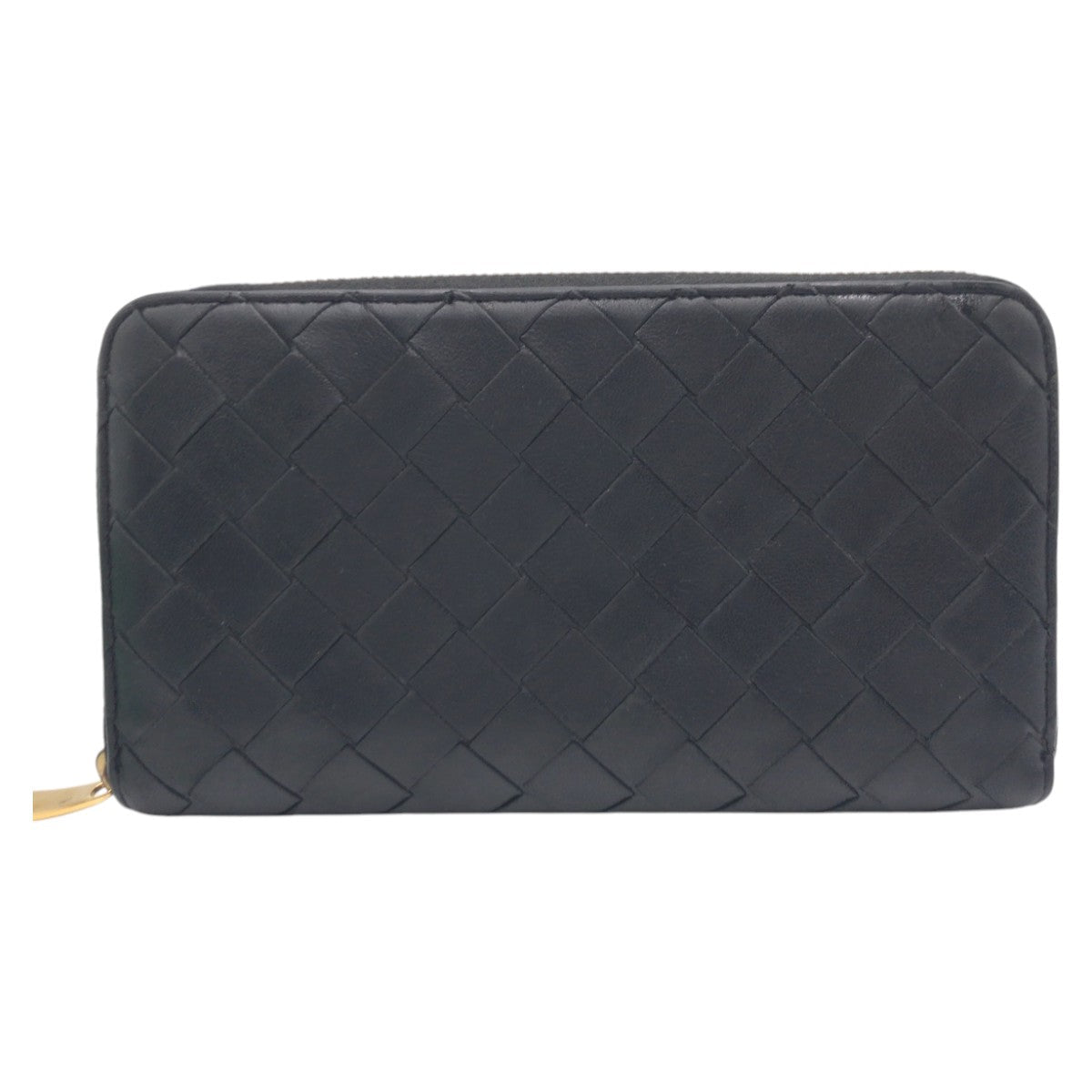 BOTTEGAVENETA Long Wallet Purse leather black INTRECCIATO
