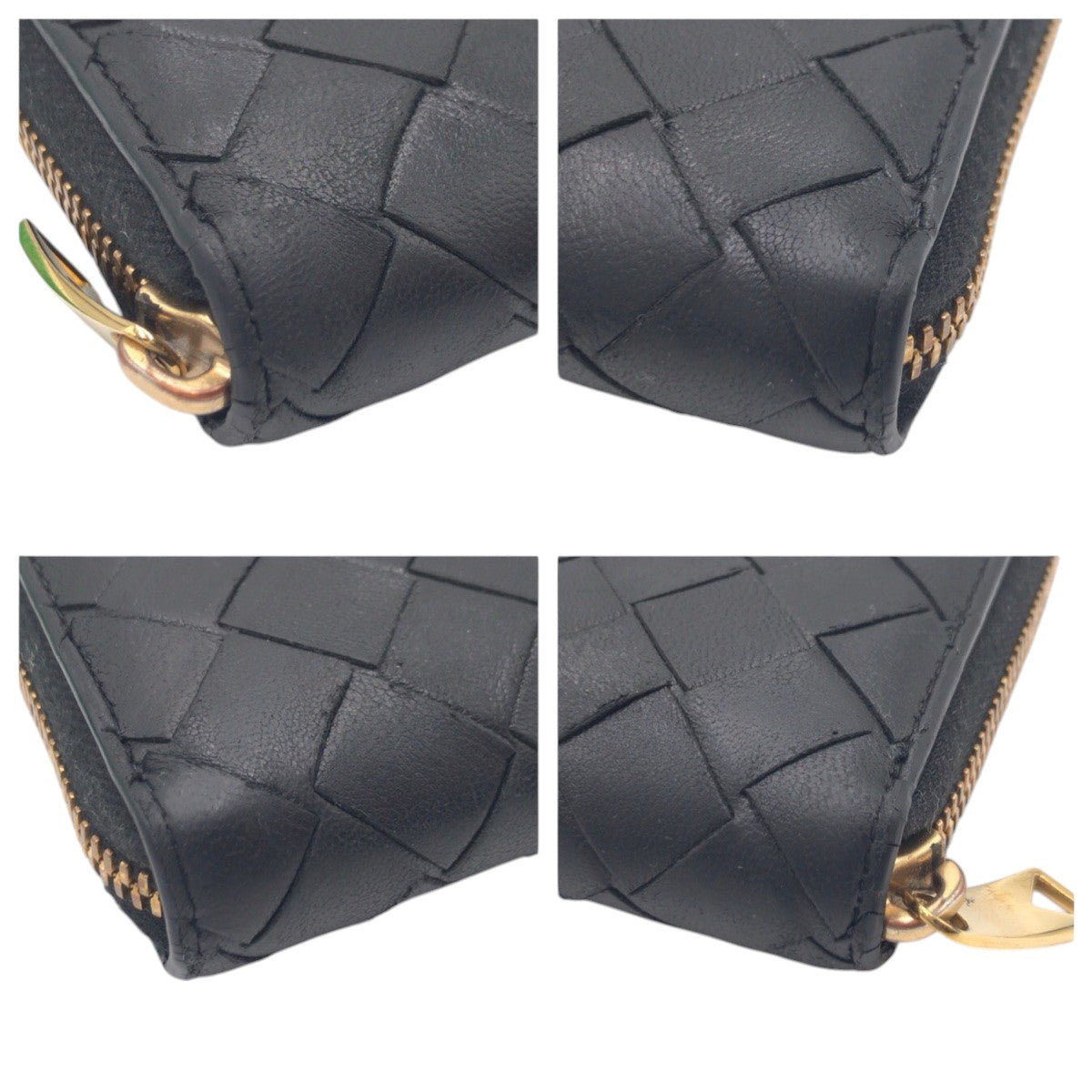 BOTTEGAVENETA Long Wallet Purse leather black INTRECCIATO