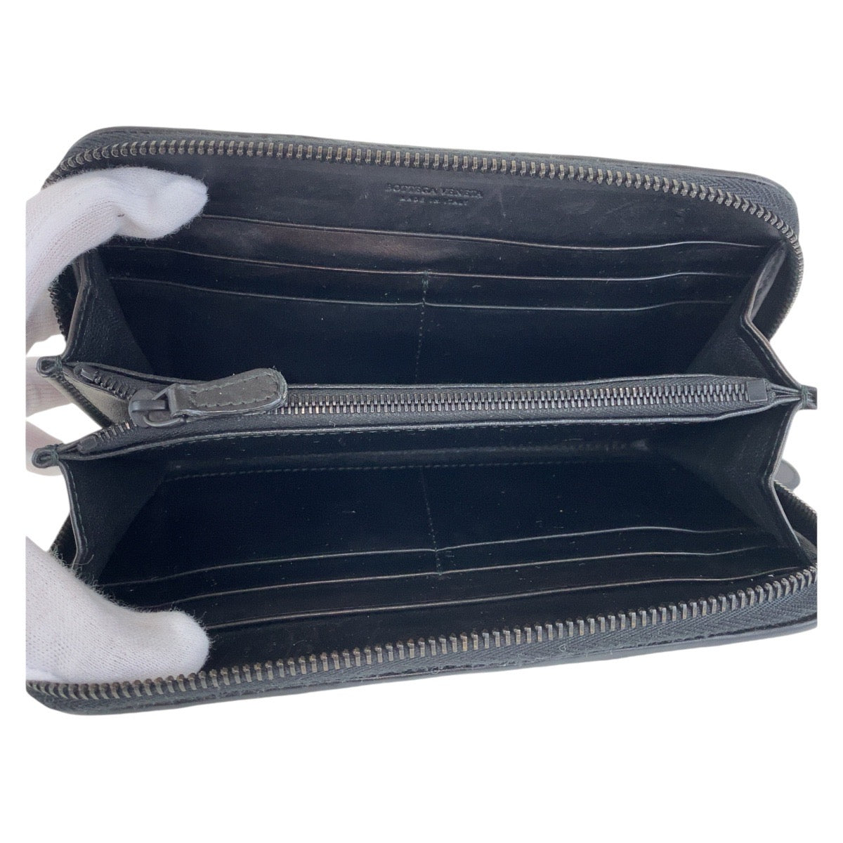 BOTTEGAVENETA Long Wallet Purse leather Black black INTRECCIATO