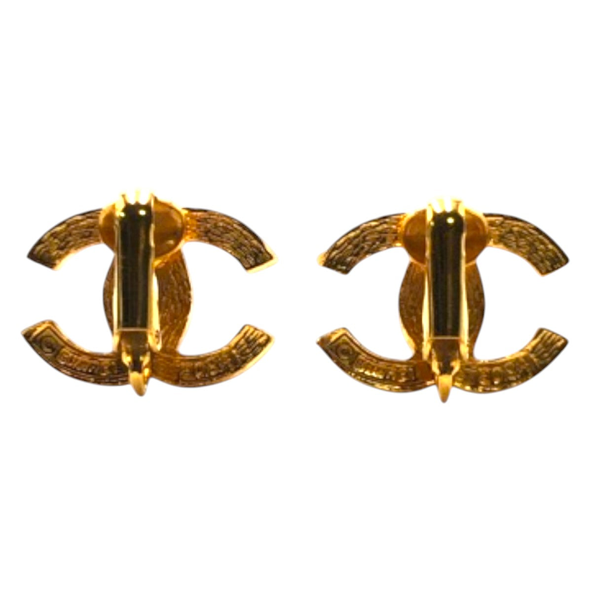 CHANEL Earring metal gold CC mark rhinestone