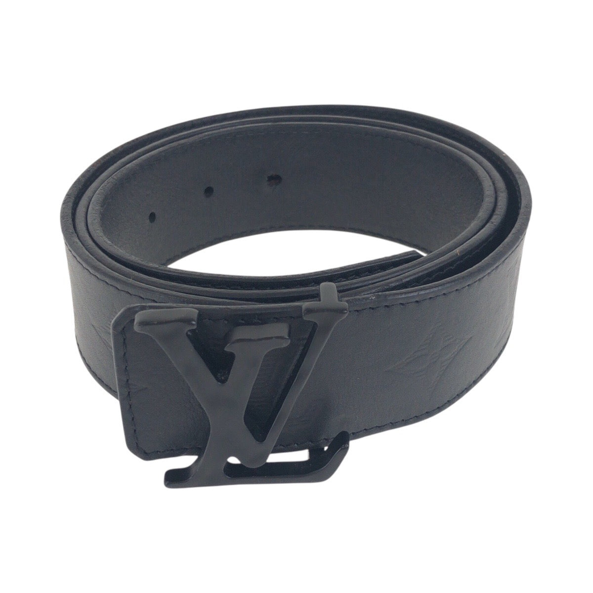 LOUIS VUITTON belt M0220 leather Black D Monogram shadow Saintur 40