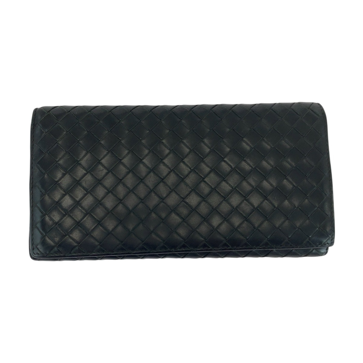 BOTTEGAVENETA Long Wallet Purse leather Black SilverMetal INTRECCIATO