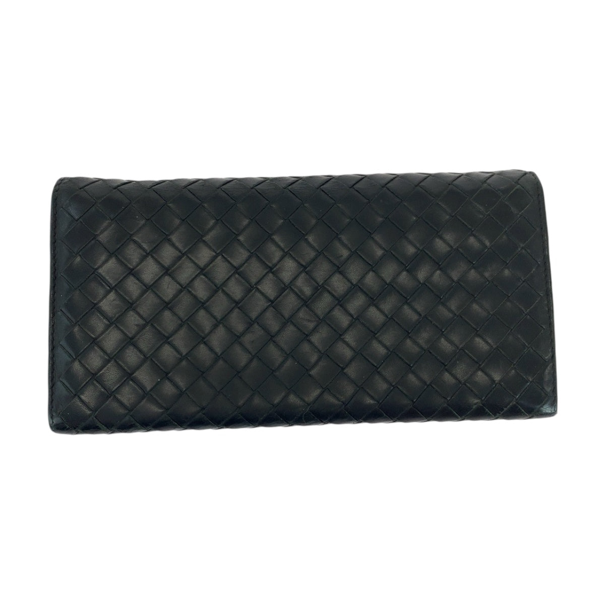 BOTTEGAVENETA Long Wallet Purse leather Black SilverMetal INTRECCIATO